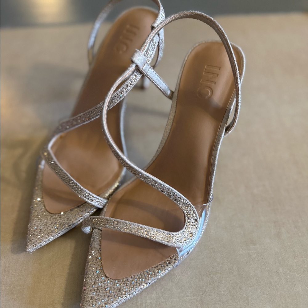 INC International Concepts Glittering Silver Heels